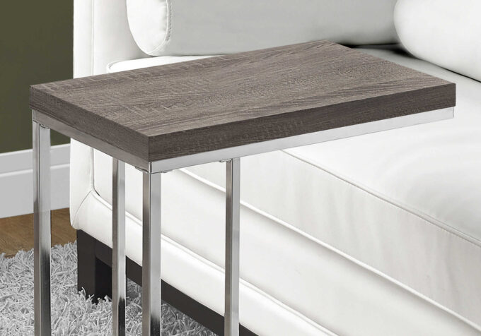 ACCENT TABLE - DARK TAUPE WITH CHROME METAL - Image 3