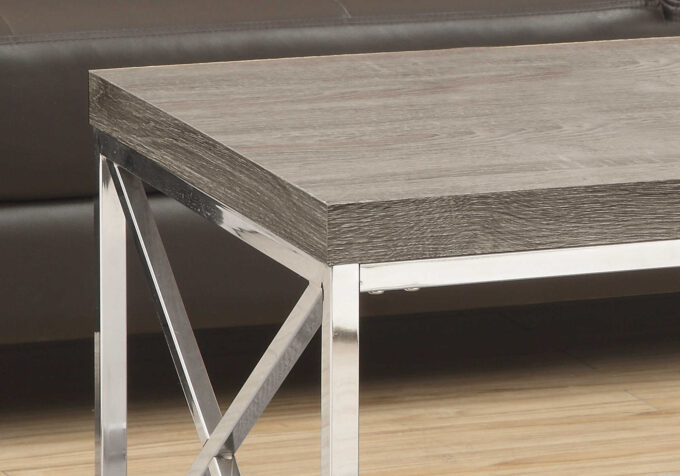 COFFEE TABLE - DARK TAUPE WITH CHROME METAL - Image 3