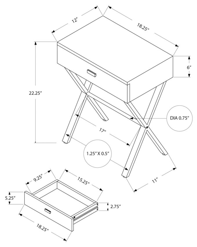 ACCENT TABLE - 24"H / GLOSSY WHITE / CHROME METAL - Image 5