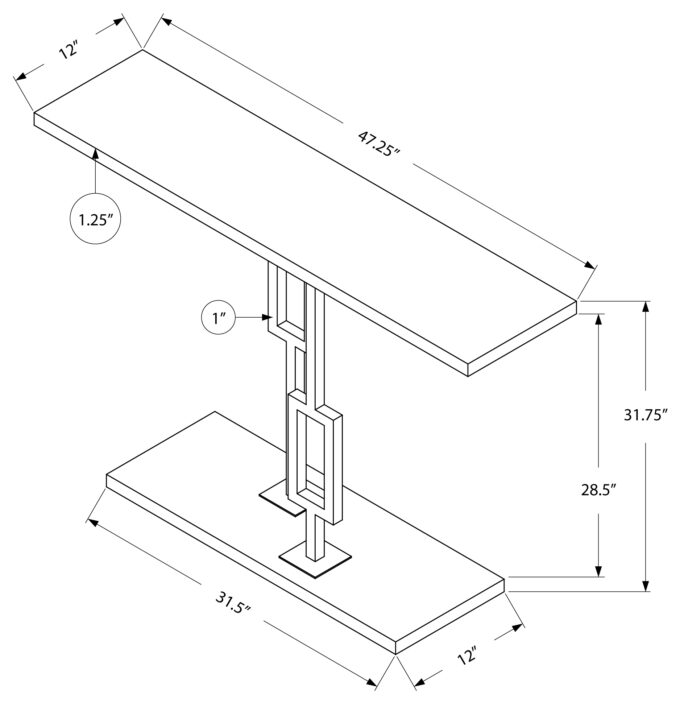 ACCENT TABLE - 48"L / GREY CEMENT / BLACK NICKEL METAL - Image 5