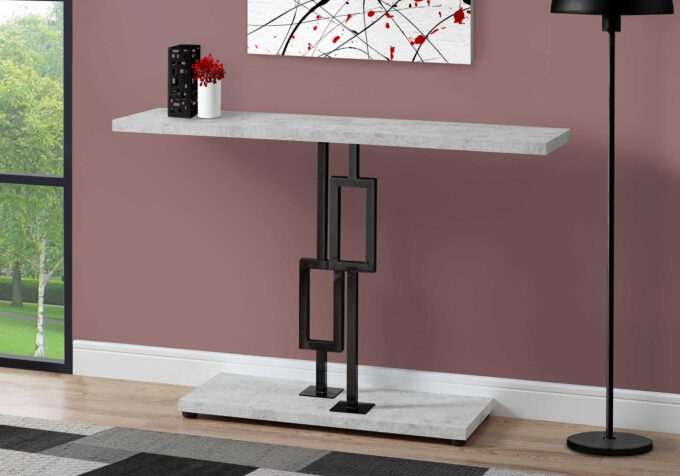 ACCENT TABLE - 48"L / GREY CEMENT / BLACK NICKEL METAL - Image 2