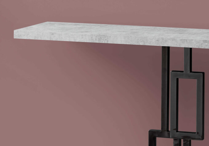 ACCENT TABLE - 48"L / GREY CEMENT / BLACK NICKEL METAL - Image 3