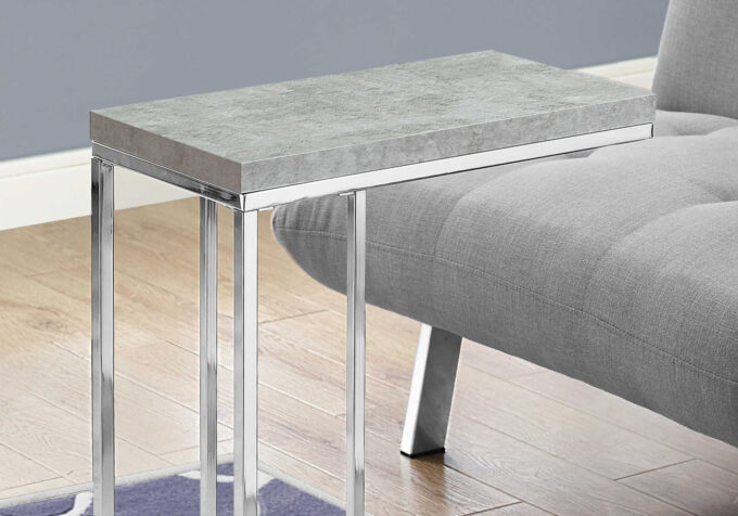 ACCENT TABLE - GREY CEMENT WITH CHROME METAL - Image 4