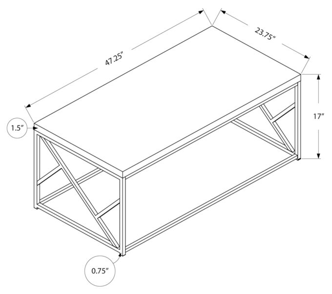 COFFEE TABLE - GREY CEMENT WITH CHROME METAL - Image 4