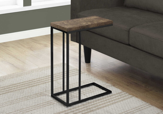 ACCENT TABLE - BROWN RECLAIMED WOOD-LOOK / BLACK METAL