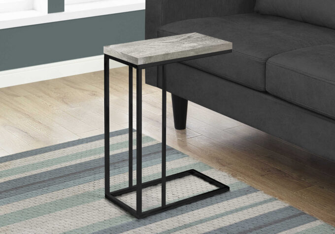 ACCENT TABLE - GREY RECLAIMED WOOD-LOOK / BLACK METAL