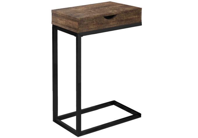 ACCENT TABLE - BROWN RECLAIMED WOOD-LOOK / BLACK / DRAWER - Image 2