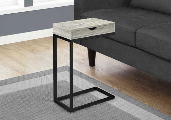 ACCENT TABLE - GREY RECLAIMED WOOD-LOOK / BLACK / DRAWER