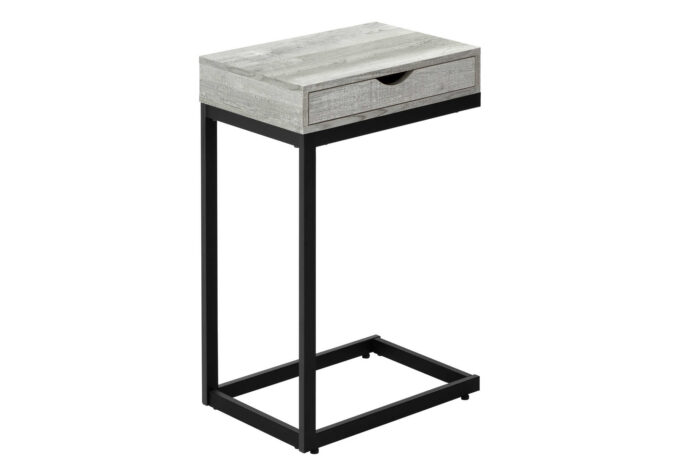 ACCENT TABLE - GREY RECLAIMED WOOD-LOOK / BLACK / DRAWER - Image 2