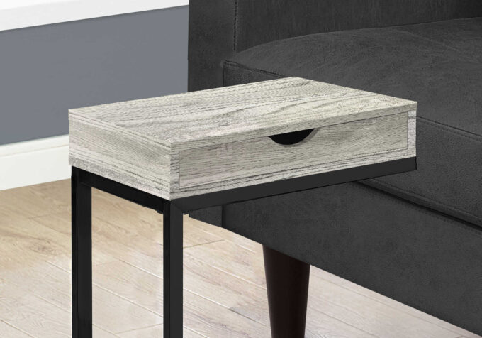 ACCENT TABLE - GREY RECLAIMED WOOD-LOOK / BLACK / DRAWER - Image 3