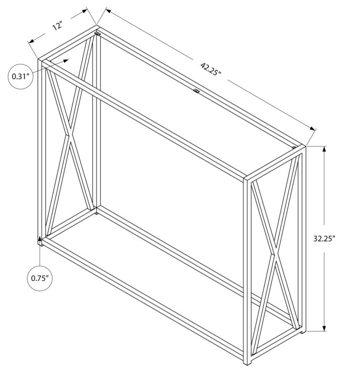 ACCENT TABLE - 42"L / GOLD METAL WITH TEMPERED GLASS - Image 5