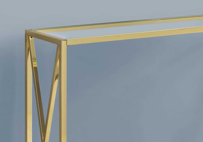 ACCENT TABLE - 42"L / GOLD METAL WITH TEMPERED GLASS - Image 3