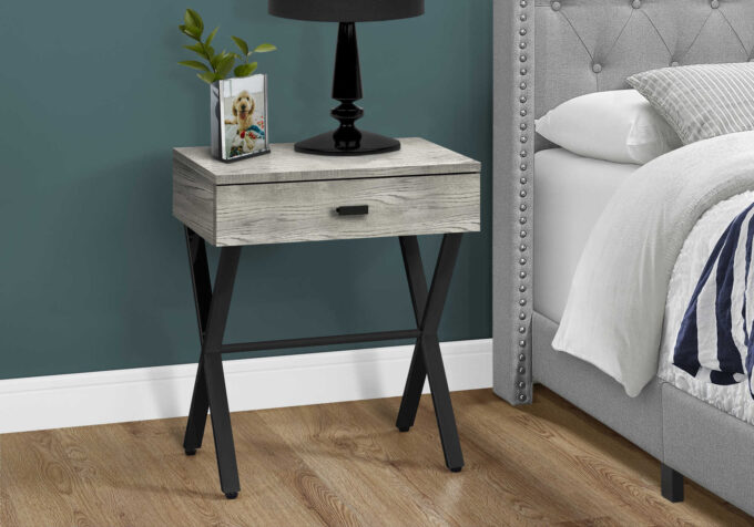 ACCENT TABLE - 24"H / GREY RECLAIMED WOOD / BLACK METAL - Image 2