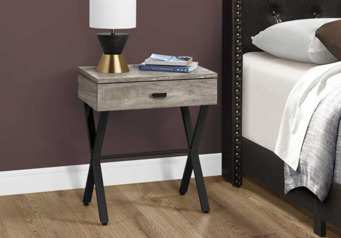 ACCENT TABLE - 24"H / TAUPE RECLAIMED WOOD / BLACK METAL - Image 2