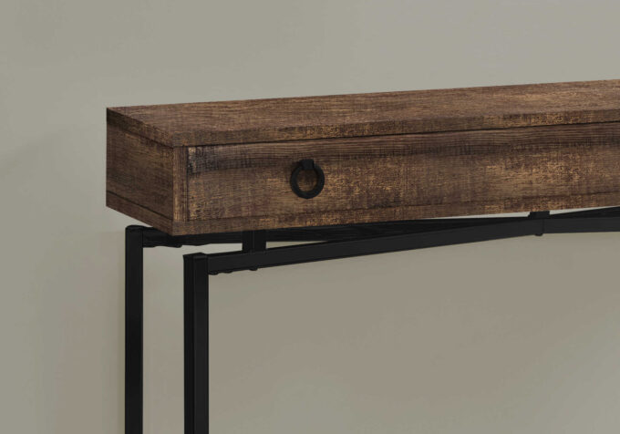 ACCENT TABLE - 42"L / BROWN RECLAIMED WOOD/ BLACK CONSOLE - Image 4