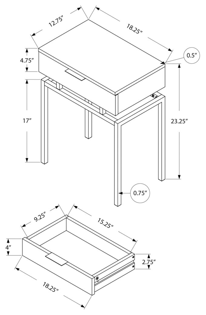 ACCENT TABLE - 24"H / GLOSSY WHITE / CHROME METAL - Image 4