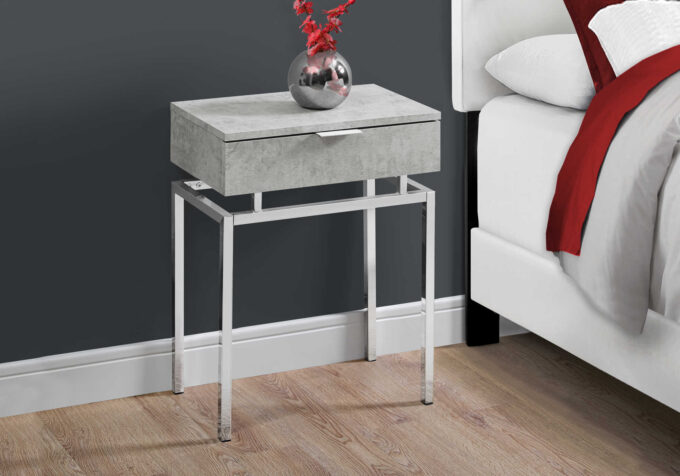 ACCENT TABLE - 24"H / GREY CEMENT / CHROME METAL - Image 2