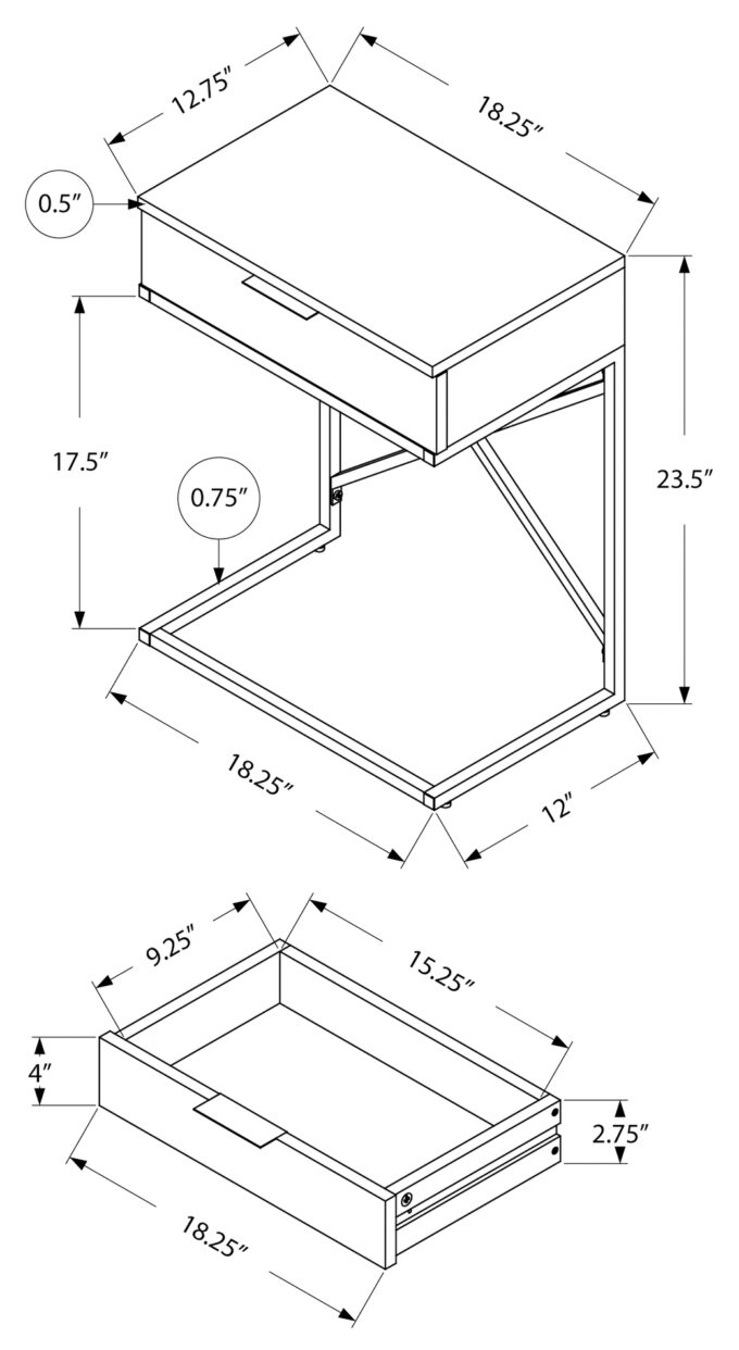 ACCENT TABLE - 24"H / GLOSSY WHITE / CHROME METAL - Image 4