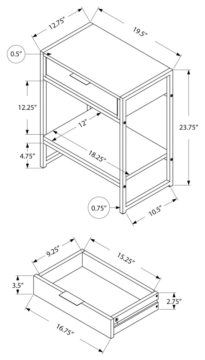 ACCENT TABLE - 24"H / GLOSSY WHITE / CHROME METAL - Image 4