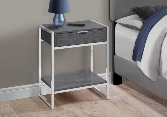 ACCENT TABLE - 24"H / GREY / CHROME METAL - Image 3