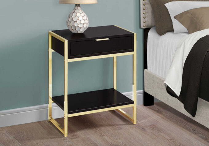 ACCENT TABLE - 24"H / ESPRESSO / GOLD METAL - Image 2