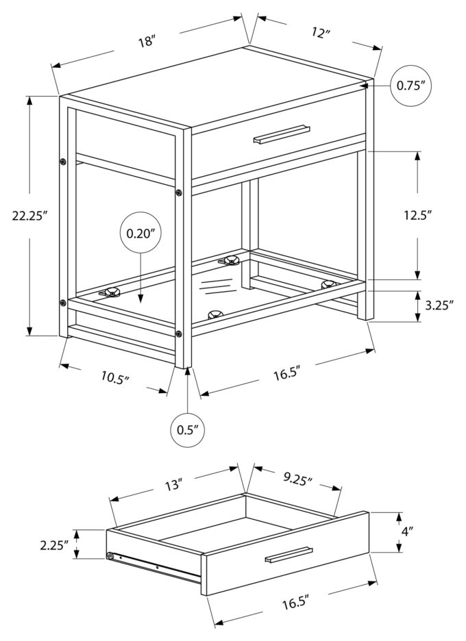 ACCENT TABLE - 22"H / DARK TAUPE / BLACK / TEMPERED GLASS - Image 4