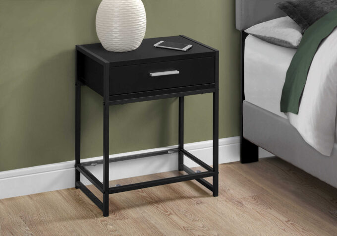 ACCENT TABLE - 22"H / BLACK / BLACK METAL/ TEMPERED GLASS - Image 4