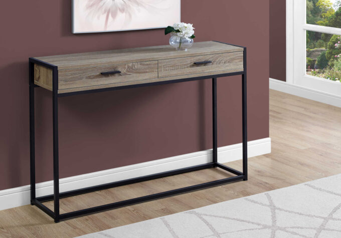 ACCENT TABLE - 48"L / DARK TAUPE / BLACK HALL CONSOLE