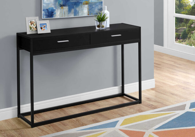 ACCENT TABLE - 48"L / BLACK / BLACK METAL HALL CONSOLE - Image 2