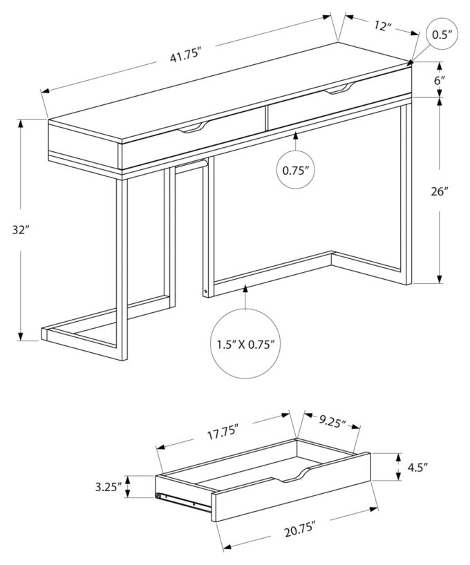 ACCENT TABLE - 42"L / ESPRESSO / BLACK HALL CONSOLE - Image 5