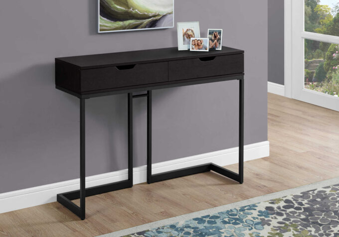 ACCENT TABLE - 42"L / ESPRESSO / BLACK HALL CONSOLE