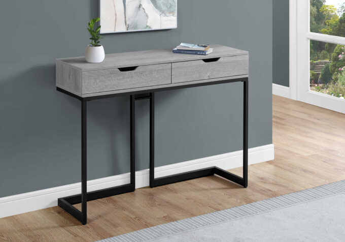 ACCENT TABLE - 42"L / GREY/ BLACK METAL HALL CONSOLE - Image 2