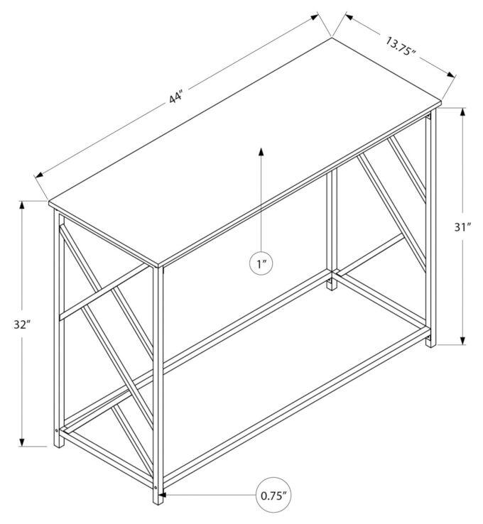 ACCENT TABLE - 44"L / GREY / BLACK METAL HALL CONSOLE - Image 5