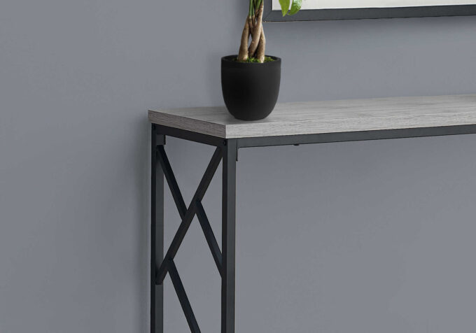 ACCENT TABLE - 44"L / GREY / BLACK METAL HALL CONSOLE - Image 4