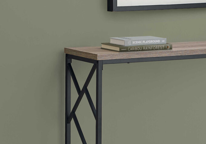 ACCENT TABLE - 44"L / TAUPE / BLACK METAL HALL CONSOLE - Image 3