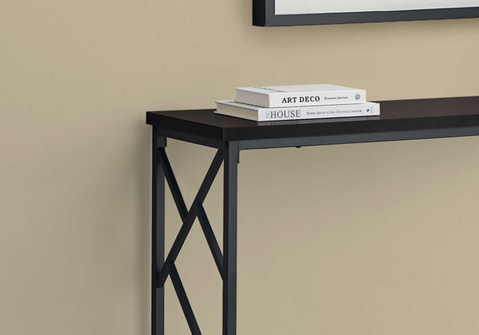 ACCENT TABLE - 44"L / ESPRESSO / BLACK METAL HALL CONSOLE - Image 4