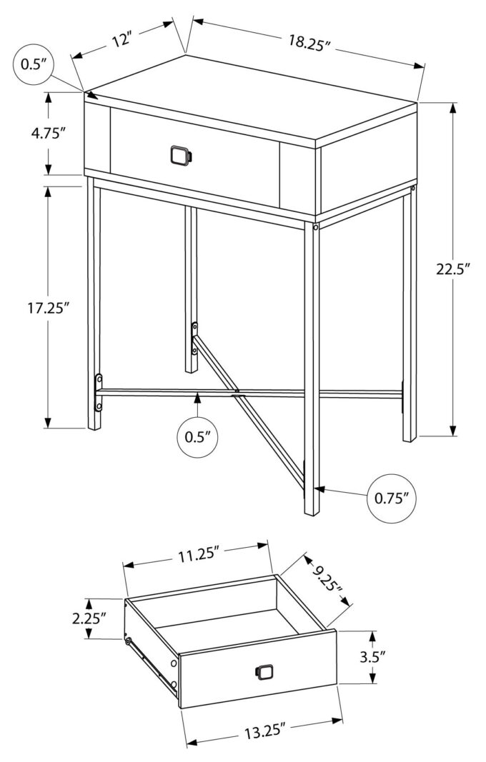 ACCENT TABLE - 22"H / BLACK / BLACK METAL - Image 5