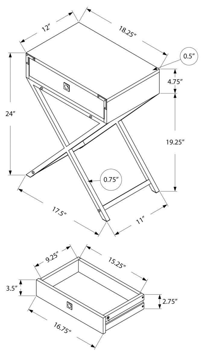 ACCENT TABLE - 24"H / GREY CEMENT / BLACK NICKEL METAL - Image 4