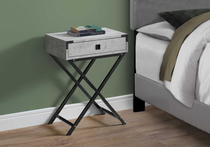 ACCENT TABLE - 24"H / GREY CEMENT / BLACK NICKEL METAL - Image 2