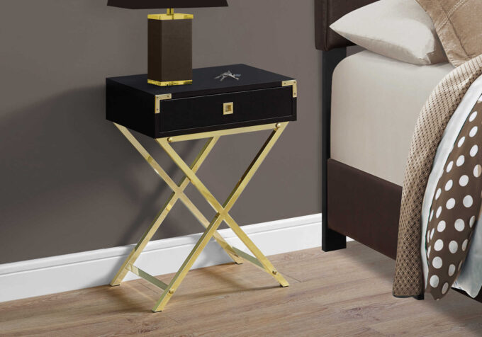 ACCENT TABLE - 24"H / ESPRESSO / GOLD METAL - Image 2