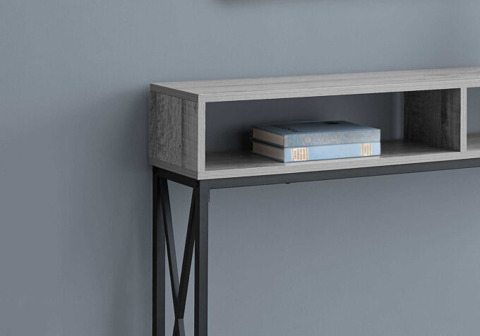 ACCENT TABLE - 48"L / GREY / BLACK METAL HALL CONSOLE - Image 4