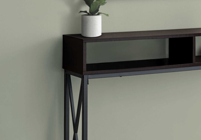 ACCENT TABLE - 48"L / ESPRESSO / BLACK METAL HALL CONSOLE - Image 4