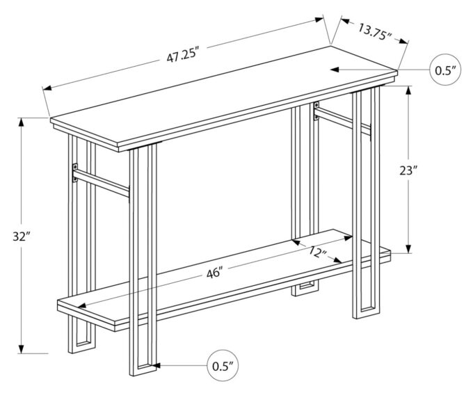 ACCENT TABLE - 48"L / GREY / BLACK METAL HALL CONSOLE - Image 5