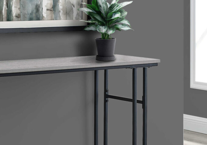 ACCENT TABLE - 48"L / GREY / BLACK METAL HALL CONSOLE - Image 4