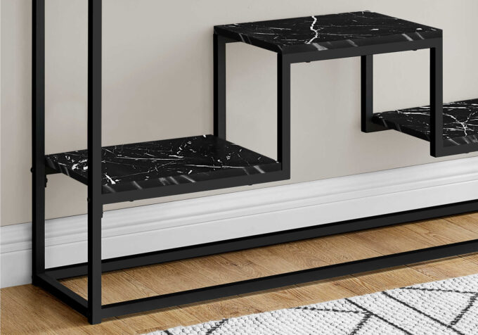 ACCENT TABLE - 48"L / BLACK MARBLE / BLACK METAL CONSOLE - Image 4