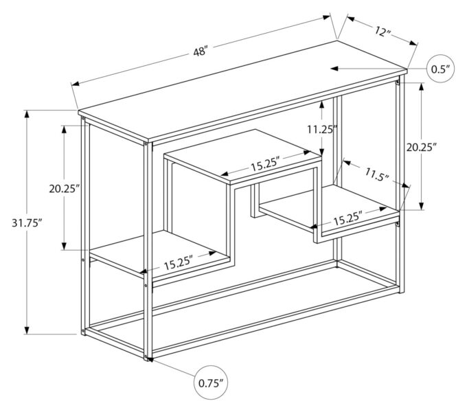 ACCENT TABLE - 48"L / GREY / BLACK METAL HALL CONSOLE - Image 5