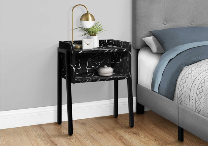 ACCENT TABLE - 23"H / BLACK MARBLE / BLACK METAL - Image 2