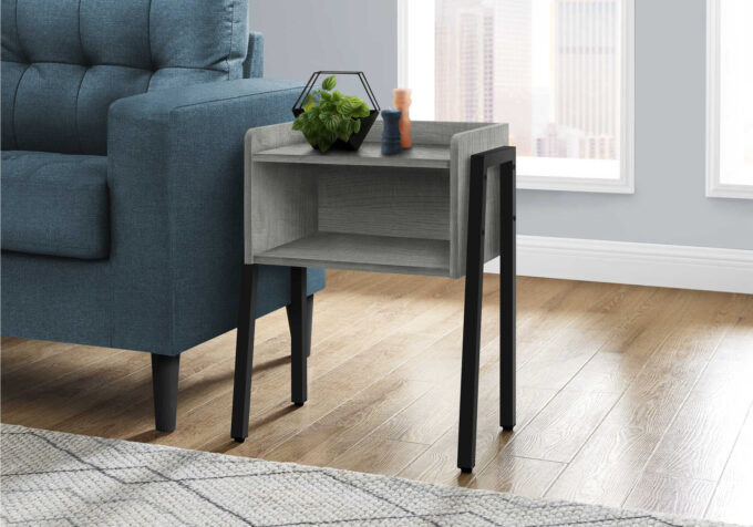 ACCENT TABLE - 23"H / GREY / BLACK METAL