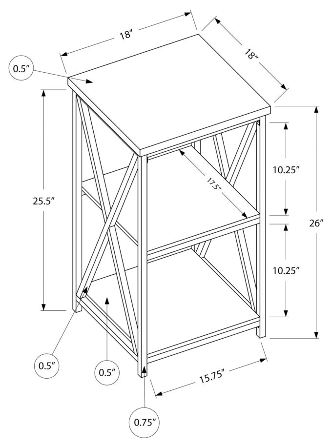 ACCENT TABLE - 26"H / BLACK MARBLE / BLACK METAL - Image 5