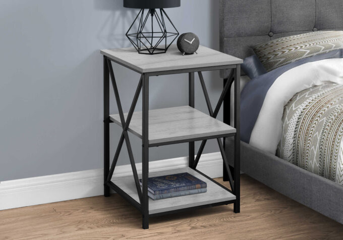 ACCENT TABLE - 26"H / GREY / BLACK METAL - Image 2